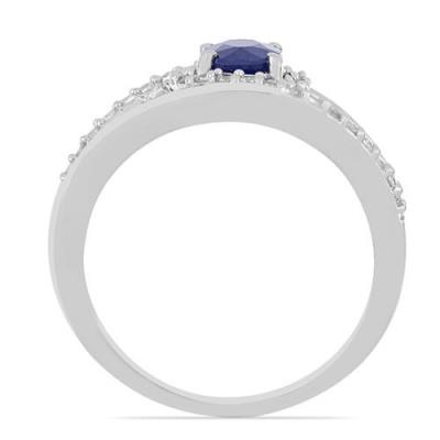 BUY REAL AUSTRALIAN BLUE SAPPHIRE GEMSTONE HALO UNIQUE RING IN STERLING SILVER